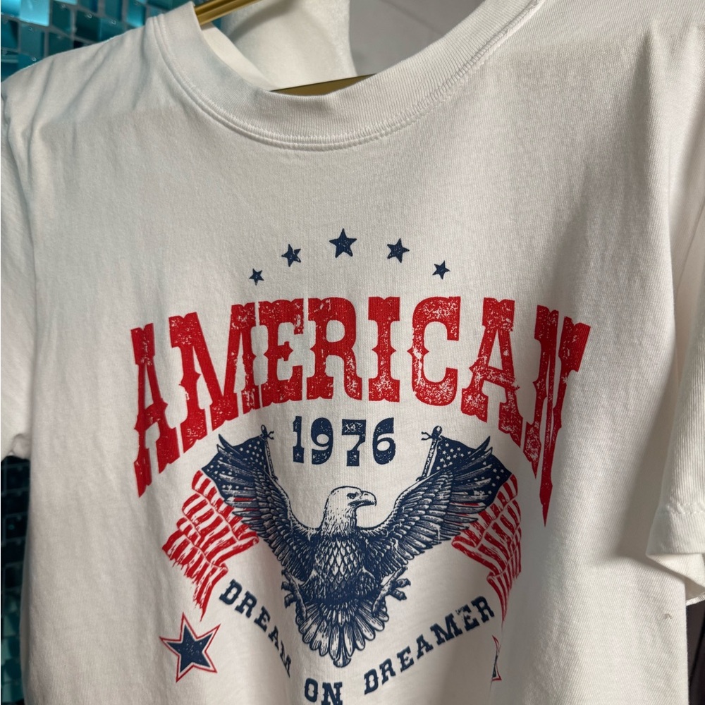 American Dreamer White Crop Top